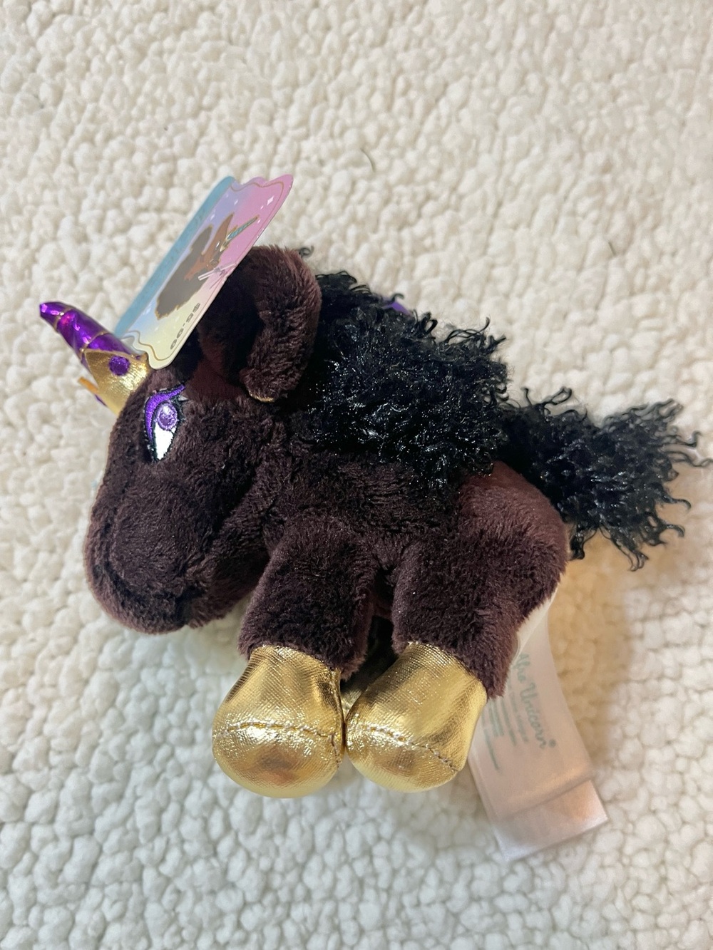Afro Unicorn Mini Plush Bag Charm Clip-On NWT Dark-Skinned Unicorn